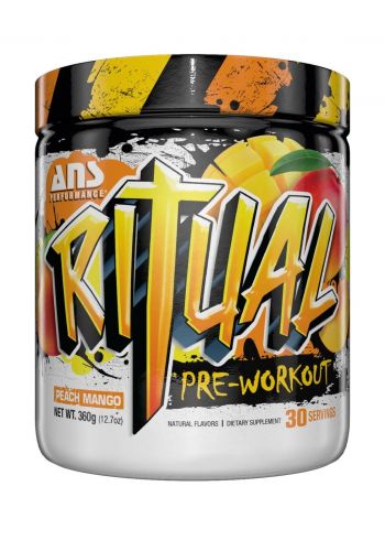 مكمل غذائي 360 غم بنكهة الخوخ والمانغو من اي ان اس بيرفورمانس ANS Performance Ritual Pre-workout 