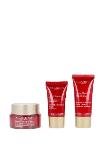 Clarins Package Face كريم ترميمي للوجه 50 مل وكريم لليدين 30 مل وكريم ليلي 15 مل من كلارنس