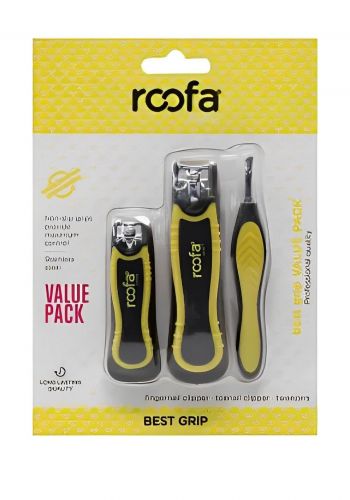 سيت مقراضة اظافر قطعتين مع اداة ازالة الجلد الميت من روفا Roofa Deluxe Slant Tip Tweezers