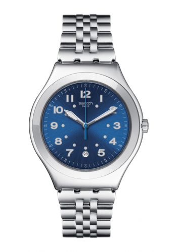 ساعة رجالية بسوار ستانلس ستيل فضية اللون اللون من سواج  Swatch YWS436GC Men's Watch