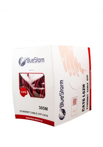 كابل تسليك للشبكات مقاوم للحرائق 305 متر Blue Storm Cat6-UTP-305M (LSZH) Indoor Network Cable - Red