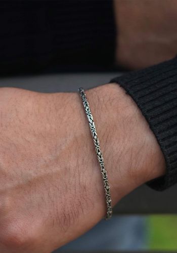 سوار رجالي فضة عيار 925 قياس 20 سم