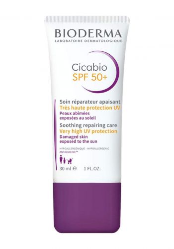 كريم واقي شمس ولإصلاح البشرة المتضررة والمتهيجة 30 مل من بايوديرما Bioderma Cicabio SPF50+ Repairing Cream 