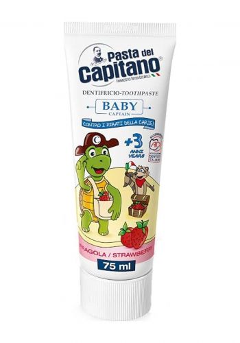 معجون اسنان للاطفال فوق الثلاث سنوات 75 مل من باستا ديل كابيتانو Pasta Del Capitano Strawberry Toothpaste For Baby +3