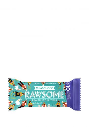 لوح بروتين نكهة بذور الشيا والكاكو 50 غم من راوسوم Rawsome Chia & Choco Bar