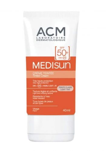 واقي شمس وكريم اساس لجميع انواع البشرة 40 مل من اي سي ام Acm Medisun Light Tinted Sunscreen Cream SPF 50 