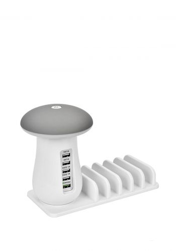 USB Charging Mushroom led light lamp station organizer with 5-port 5 منافذ شاحن  مع اضاءة
