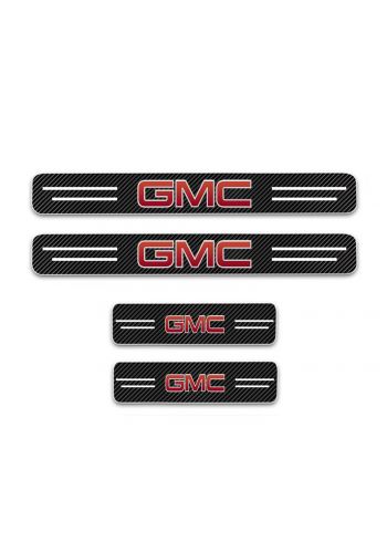 دواسة ترحيب لعتبة باب غطاء السيارة بطبعة جي ام سي  GMC 4pcs car carbon fiber door sill strip