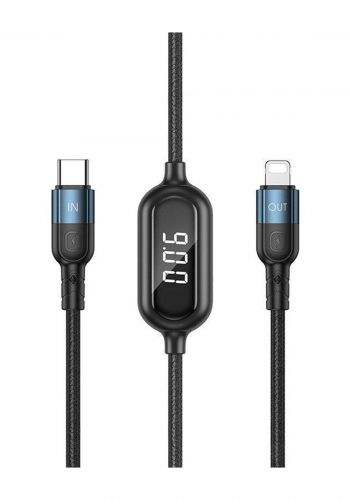 كيبل شحن للموبايل لايتننك 1 متر من ريماكس Remax RC-193i Lightning 20W fFast Charging Data Cable Power Delivery with display screen power - Black