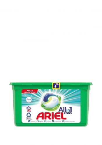 كبسولات سائلة لتنظيف الملابس البيضاء 36 كبسولة من اريال Ariel Touch of Febreze All-in-1 Pods