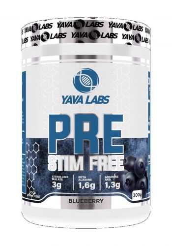 Yava Labs PRE Stim Free Blueberry Food Supplement مكمل غذائي بنكهة التوت ازرق 300 غرام من يافا لابس