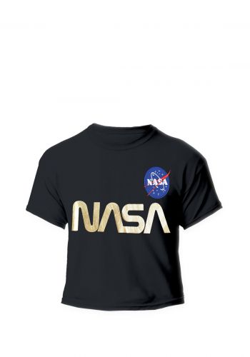 تيشيرت ولادي باكمام قصيرة بتصميم شعار وكالة ناسا الفضائية اسود اللون Boys' T-shirt