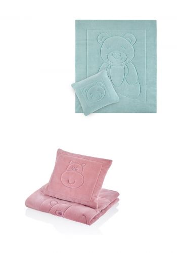 وسادة وبطانية للاطفال من بيبي جيم Babyjem Cotton Velvet Blanket with Pillow