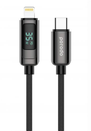كابل شاحن من بورودو Porodo PD-35WAPD-BK 35W USB-C To Lightning Cable With Power Display 1.2m - Black