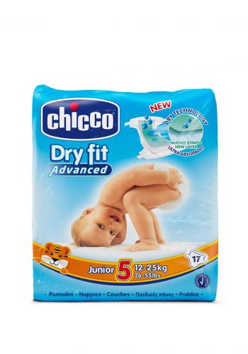 حفاضات اطفال 17 قطعة رقم 5  من جيكو  Chicco Diapers Advanced No.5  -17Pcs 12-25 kg