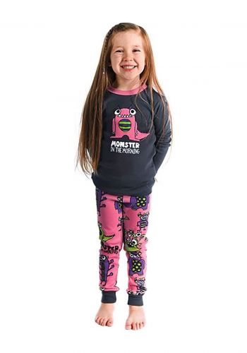 سيت بجامة بناتية للاطفال باكمام طويلة من ليزي وان Lazy One Monster In The Morning Long Sleeve Pajama Set
