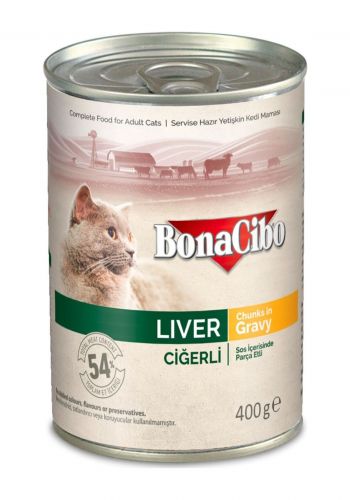 طعام رطب للقطط البالغة بالكبدة  400 غم من بوناسيبو BonaCibo Canned Liver Wet Food 