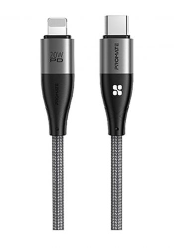 Promate iCord PD20 20W 1.2m POWER DELIVERY LIGHTNING CABLE - black كابل من بروميت