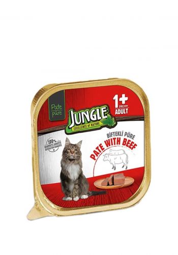 معلبات طعام لحم بقري للقطط البالغة 100 غرام من جانكل Jungle Cat Fresh Food Beef Paste
