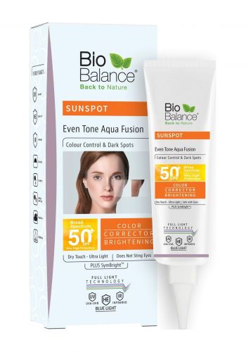 كريم واقي شمسي لجميع انواع البشرة 40 مل من بايو بلانس Bio Balance Sunspot Even Tone Aqua Fusion SPF50