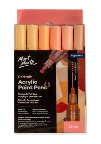 سيت الوان أكريليك 12 لون من مونت مارت Mont Marte Portrait Acrylic Paint Pens Set