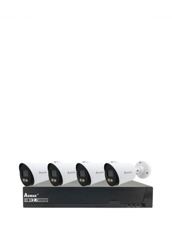 منظومة كاميرات مراقبة عدد 4 بدقة 2 ميجابكسل من اسوار Aswar AS-HDX2+KIT4A Star Light Security Cameras Kit