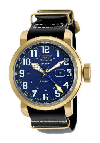 ساعة يد رجالية باللون الاسود والذهبي من انفيكتا Invicta 18889 Aviator Men's Watch