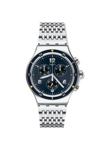 ساعة رجالية نيلي وفضي اللون من سواج Swatch YVS457G Men's Watch 