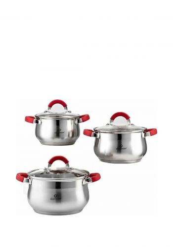 سيت قدر طبخ مع غطاء 3 قطع (20، 24، 26 سم) من غودينهوف Gudenhoff Stainless Steel Cookware