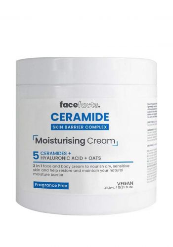 كريم مرطب بالسيراميد لجميع انواع البشرة 454 مل من فيس فاكتس   Face Facts Ceramide Moisturising Cream