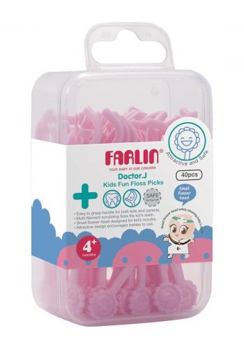 خيط  تنظيف الاسنان للاطفال 40 قطعة من فارلين Farlin Doctor J.Kids Fun Floss Picks