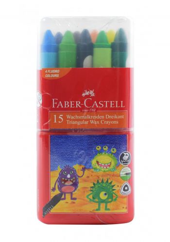 سيت ألوان شمع مثلثة الشكل 15 لون من فابر كاستل   Faber-Castell 120015 Triangular Wax Crayons Coloring Pencils
