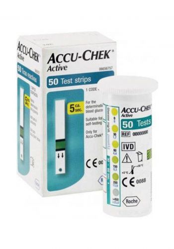 شرائح اختبار مرض السكري  50 شريط من أكيوتشيك أكتيف Accu Chek Active Diabetic Test Strips