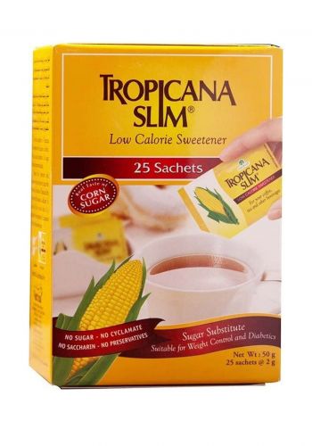 محلي قليل السعرات الحرارية 25 مغلف * 2 غم من تروبيكانا سلم Tropicana Slim Low Calorie Sweetener