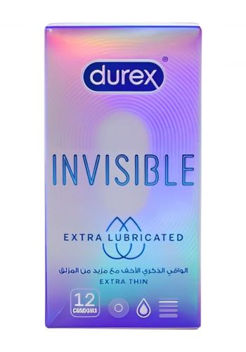 واقي ذكري خفيف 12 قطعة من ديوركس Durex Invisible Extra Lubricated Condoms