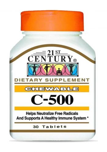 أقراص فيتامين سي قابلة للمضغ بنكهة البرتقال 30 قرص من 21 سنشري 21St Century Vitamin C 500mg Chewable Dietary Supplement