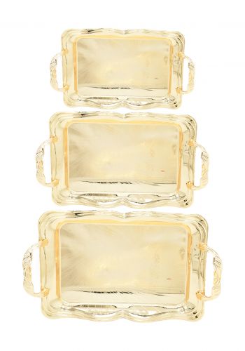 سيت صواني تقديم  3 قطع من ريفال ذهبية اللون 3017-01 