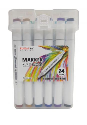 سيت ألوان تحديد برأس مزدوج 24 لون من زويشوا Zuixua ZX-602-24 Colors Marker Set 