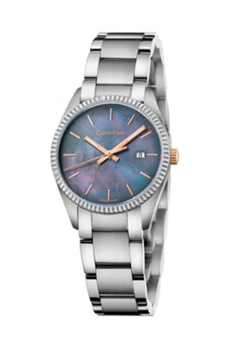 ساعة للنساء بسوار فولاذي فضي اللون من كالفن كلاين  Calvin Klein K5R33B4Y Women's Watch 