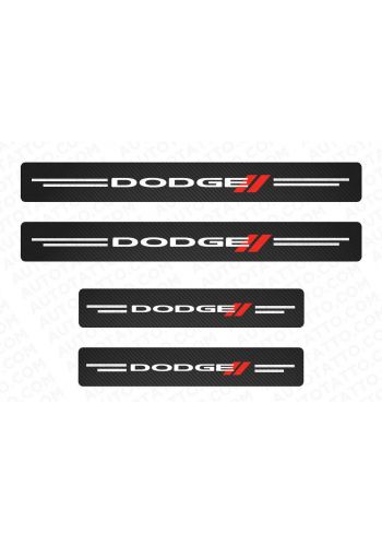 دواسة ترحيب لعتبة باب غطاء السيارة بطبعة دودج Dodge 4pcs car carbon fiber door sill strip
