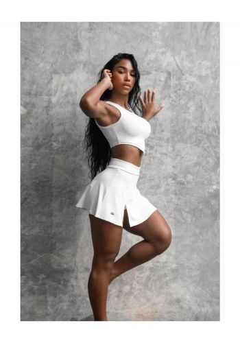 تنورة رياضية للنساء باللون الابيض من بدي انجنيرز Body Engineers Yoga Double Layered Sport Skirt