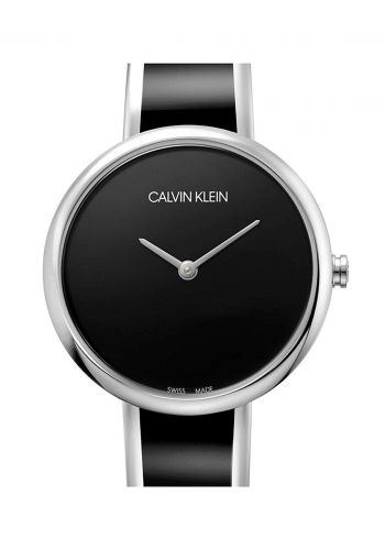 ساعة للنساء بسوار فولاذي فضي واسود اللون من كالفن كلاين Calvin Klein K4E2N111 Womens Watch 
