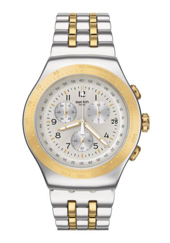 ساعة رجالية ذهبية وفضية اللون من سواج Swatch YOS458G Men's Watch