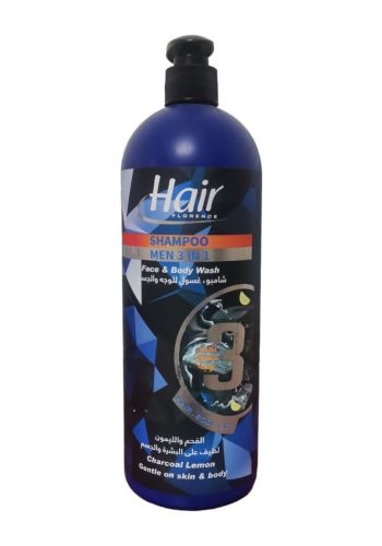 شامبو رجالي 3 في 1  بخلاصة الفحم والليمون 1 لتر من هير فلورينس Hair Florence Men Shampoo 
