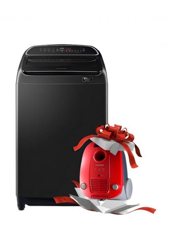 غسالة تحميل علوي 18 كغم مع هدية مكنسة 3 لتر 2000 واط من سامسونج Samsung WA18T6260BV/RQ Top Loading Washing Machine with Bagged Vacuum Cleaner