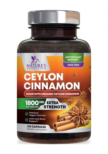 قرفة عضوية 120 كبسولة من نيجرز نترشن Nature's Nutrition Ceylon Cinnamon Dietary Supplement 