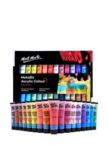 سيت ألوان أكريلك 24 لون × 36 مل من مونت مارت  Mont Marte PMMT2436 Metallic Acrylic Paint Set