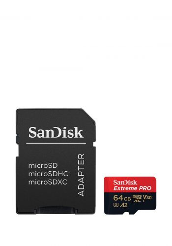 بطاقة ذاكرة مع تحويلة SanDisk 64GB Extreme Pro Micro SDXC Card with Adapter 