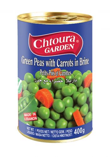 بازلاء خضراء مع جزر 400 غم من شتورا غاردن Chtoura Garden Green Peas with Carrots in Brine