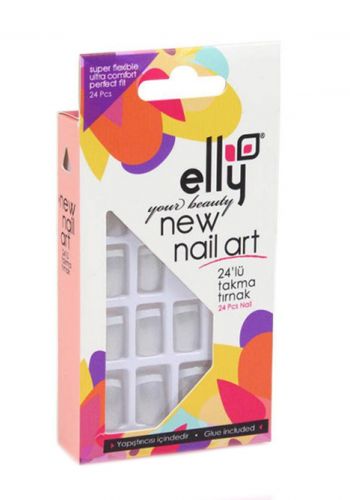مجموعة اظافر صناعية اللون الفضي 24 قطعة من ايلي Elly Nail Dark Silver Color